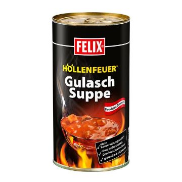 Show details for Felix Gulaschsuppe  Höllenfeuer - Felix Hellfire Goulash Soup 800g Picture of Felix Gulaschsuppe  Höllenfeuer - Felix Hellfire Goulash Soup 800g