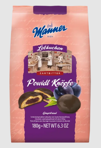 Picture of Manner Lebkuchen Powidl Knopfe - Plum filled gingerbread dipped in dark chocolate
