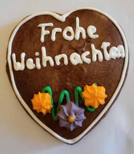 Picture of Lebkuchenherz - Lebkuchen Hearts with Frohe Weihnachten writing (11.5cm)